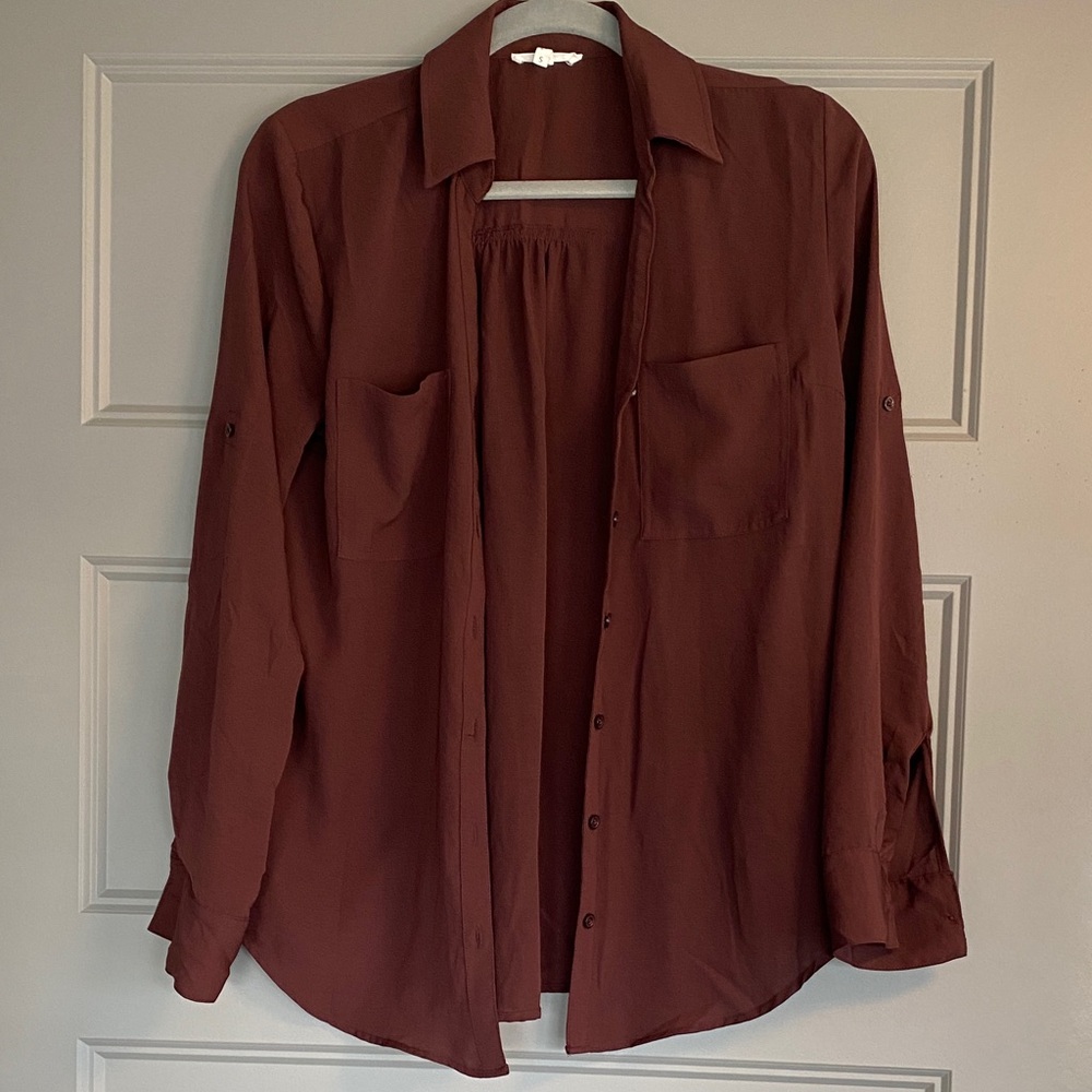 Maurices Burgundy button down Top